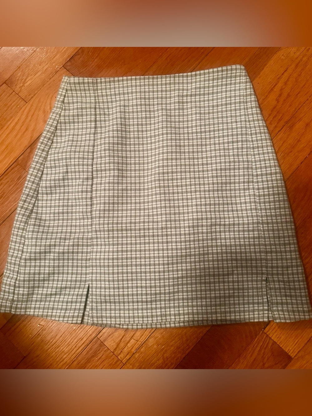 Brandy Plaid Mini Skirt in Light green and Cream